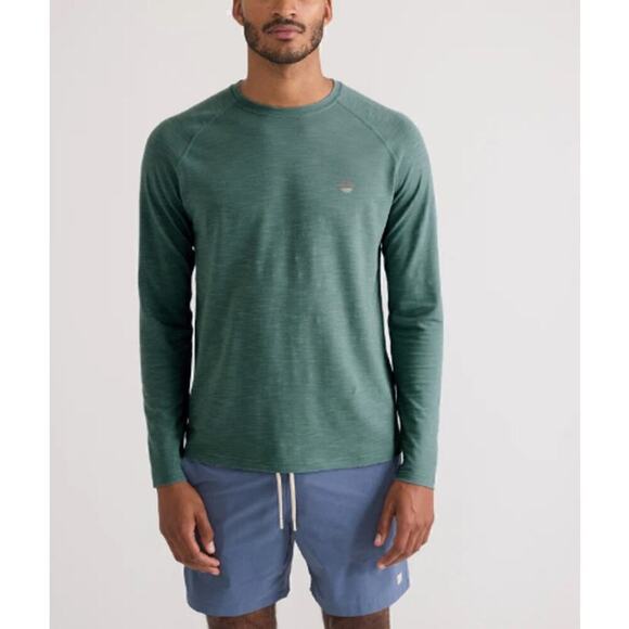Marine Layer Air Tee Midweight Long Sleeve Crew Neck Bayberry Green NWT Medium - Picture 1 of 7